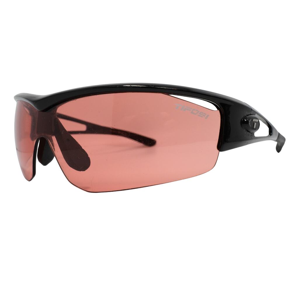 Tifosi Black Frames Orange Lenses Shield Sunglasses - LENSES FAIR / FRAMES GOOD